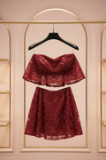 Crimson Beaded Lace Set – Ivory Luxury Boutique