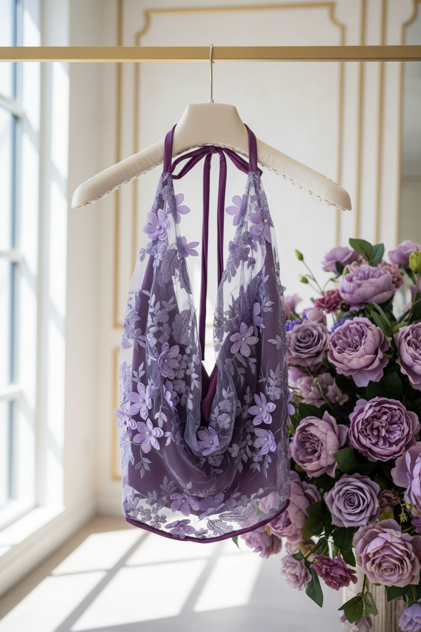 Purple Floral Halter – Hanger with Luxury Bouquet