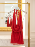 Red Sequin Halter Dress – Luxury Background