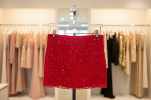 Red Sequin Skirt - Full View